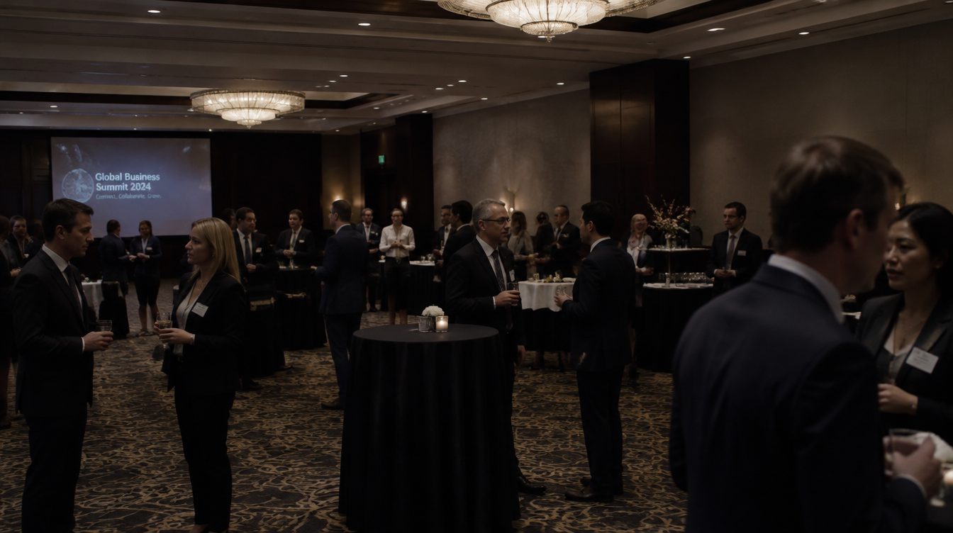 Professionals mingling at a business networking event